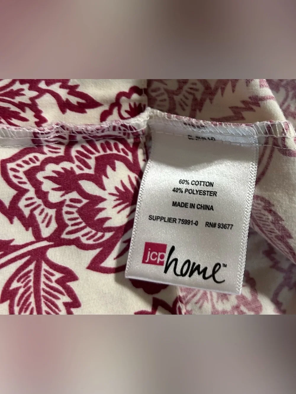VTG  JCPenny Standard Pillowcases maroon/red Floral Traditional French/ English